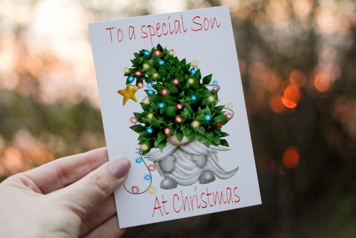 Special Son Gnome Christmas Card, Son Christmas Card